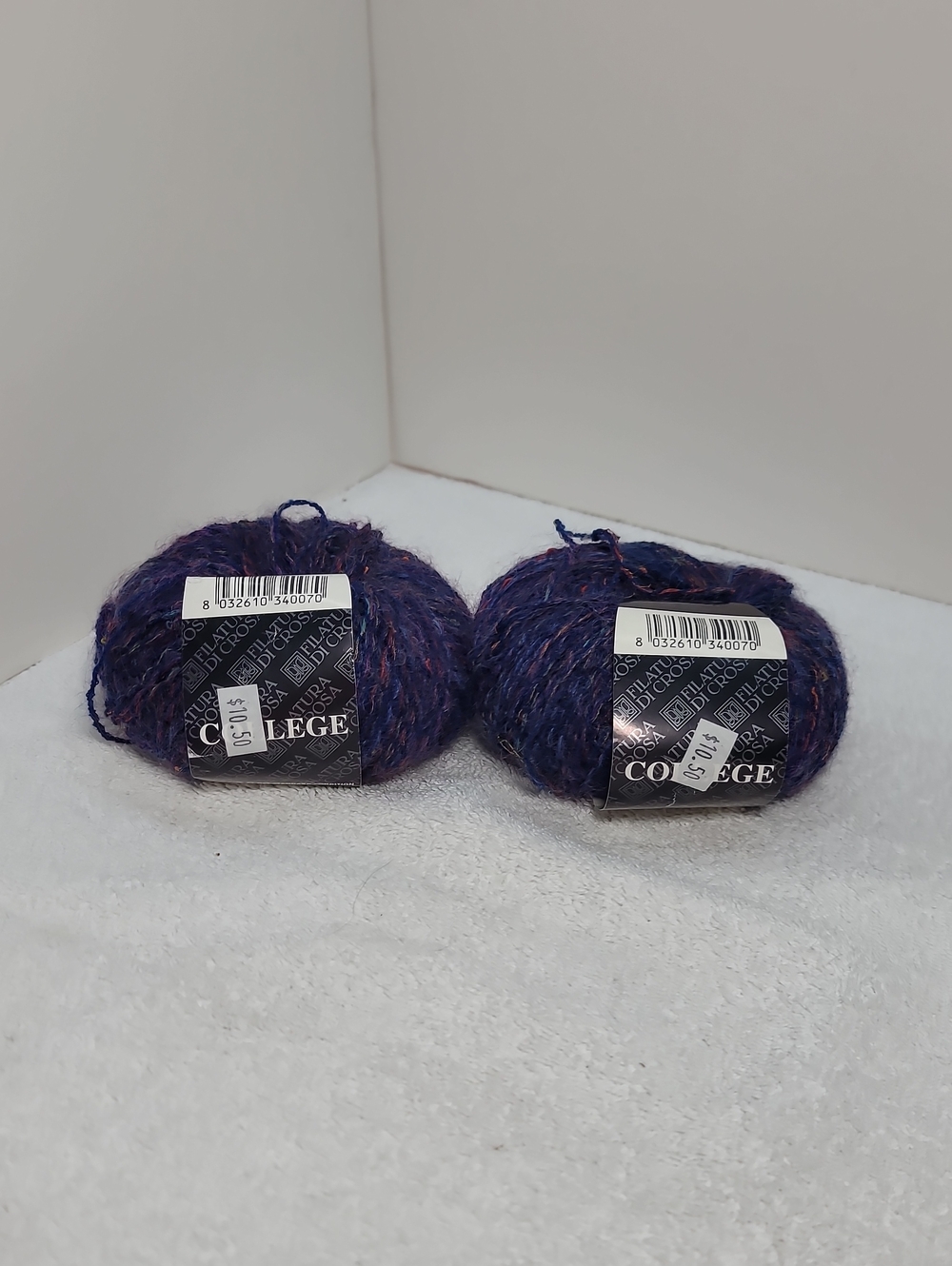 Filatura Di Crosa College Tweed Eyelash Yarn - Deep Purple Mix (2 Balls) NWT